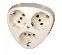 KOPP Prise 3-Fach Avec Connexion De Sécurité Prise Multiple Encastrable Crème