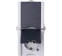 KOPP Prise de courant pour locaux humides proAQA 947556008, double, verticale, grise