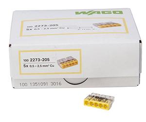 Kopp Wago 33346423 Lot de 100 bornes compactes 5 fils 0,5-2,5 mm² Transparent/jaune