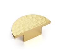 KOPPALIVE Lot de 2 boutons de placard en laiton massif, demi-cercle, doré, poignées de tiroir de commode martelées, quincaillerie de meubles modernes pour cuisine, longueur de 48 mm