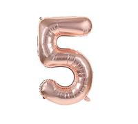 Kopper-24 Ballon en Plastique numéro 40 cm en Or Rose pour Remplissage d'air - pour Anniversaire, Mariage, fête et Autres - en Or Rose en Design Ballon de Nombre numéro géant décoration (Nombre 5)