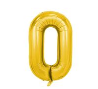Kopper-24 Ballon gonflable chiffre 0, env. 100 cm, or - convient à l'hélium - Ballon XXL numéro géant pour fille garçon Décoration numéro géant fête mariage, anniversaire d'enfant pour anniversaire
