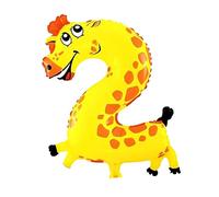 Kopper-24 Ballon gonflable chiffre 2, env. 40 cm, motif animal - Ballon XXL numéro géant, ballon à chiffre, fille, garçon, décoration géante, fête, mariage, anniversaire d'enfant pour un anniversaire