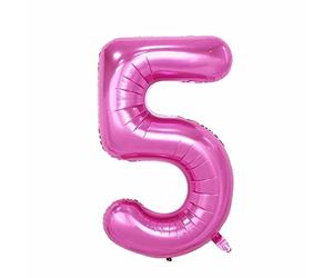 Kopper-24 Ballon gonflable chiffre 5, env. 100 cm, rose - Convient à l'hélium - Ballon XXL numéro géant pour fille garçon Décoration numéro géant fête mariage anniversaire d'enfant