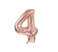 Kopper-24 Ballon gonflable en forme de chiffre 4, env. 40 cm, or rose, pour décoration de fête, mariage, anniversaire d'enfant, taille XXL