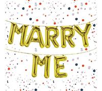 Kopper-24 Lot de ballons gonflables Marry Me en or de 80 cm - Surprenez votre chéri avec une demande en mariage romantique - Montrez votre amour d'une manière particulière