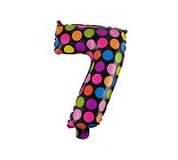 Kopper24 Ballon gonflable chiffre 7, env. 40 cm, multicolore à pois - Ballon XXL numéro géant pour fille garçon Décoration grand nombre de fêtes de mariage, anniversaire d'enfant pour anniversaire