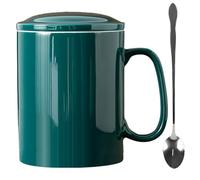 KOPYFANTAP Grande Tasse 1000ML, Très Grande Tasses à Café 1 Litre en Céramiques avec Couvercle et Cuillère, XXL Big Mug 1L, Vert