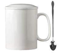 KOPYFANTAP Grande Tasse 1000ML, Très Grande Tasses à Café 1 Litre en Céramiques avec Couvercle et Cuillère, XXL Big Mug 1L, Blanc