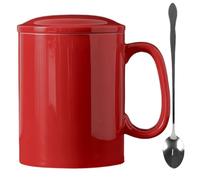 KOPYFANTAP Grande Tasse 1000ML, Très Grande Tasses à Café 1Litre en Céramiques avec Couvercle et Cuillère, XXL Big Mug 1L, Rouge