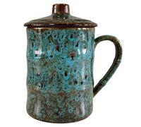 KOPYFANTAP Grande Tasse 750 ML, Tasse à Café Géante en Céramique avec Couvercle, XXL Big Mug en Grès pour Bureau et Maison, Bleu