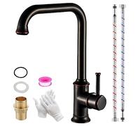 KOPYFANTAP Robinet de Cuisine Noir Rétro, Mitigeur Evier Cuisine Monocommande Pivotant à 360° avec Tuyau D'arrivée D'eau G3/8", Robinet de Cuisine Maison de Campagne