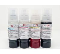 KOPYFORM Encre Alimentaire CANON - Set 4 × 70 ml (Noir, Jaune, Magenta, Cyan) pour imprimantes CANON, par ex. G1501 - avec adaptateur de remplissage facile [KOL070f]