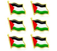 KOQAIIZ Palestine Pin, 6 Pièce Broches de Drapeaux Nationaux Palestiniens pour Femmes et Hommes, Badge de Revers en émail pour les Pacifistes Patriotes et les Musulmans Décoration