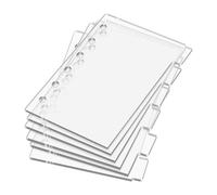 Koqye Mini intercalaires A7 avec 6 onglets, intercalaires de poche en acrylique transparent à 6 anneaux, séparateurs de pages d'index de 1 mm pour mini carnets et classeurs de cartes photo (8 x 12,5