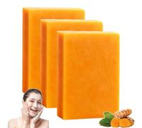 Kora Balm Savon Curcuma Visage Et Corps,Kora Balm Savon Curcuma Eclaircissant Peau,Turmeric Soap,Doux Anti Tache,Hydratée Profonde Et Eclaircir Teint,Rétrécissement Des Pores,Skincare Coréen (3PC)