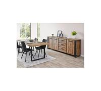 KORA - Ensemble Table 230cm + Buffet 3 Portes 3 Tiroirs - Altobuy Marron