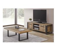 KORA - Ensemble Table Basse + Meuble TV Aspect Bois et Métal