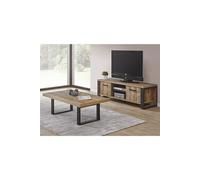 KORA - Ensemble Table Basse + Meuble TV Aspect Bois et Métal -