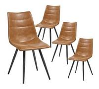 KORA - Lot de 4 Chaises Simili Cuir Marron -
