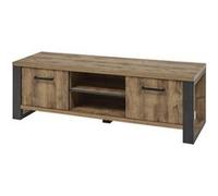 KORA - Meuble TV 2 Portes Aspect Bois et Métal Poudré Noir - Altobuy Marron