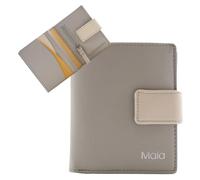 Kora - Petit portefeuille compact bicolore en cuir véritable avec poche pour pièces de monnaie, fenêtre d'identité et emplacements pour cartes - 10,5 x 8,5 x 2 cm, gris, S, Classique
