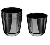 KORAD Ensemble de 4 Pots avec Soucoupe d'un diamètre de 16 cm, Motif 088 - Noir Brillant ; Glamour ; Moderne, Haute Brillance, Style Classique, Rustique, loft, pour Plantes, Herbes.