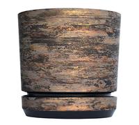 KORAD - Pot de fleurs avec soucoupe intégrée, décor 032, écorce rouille, diamètre 12 cm, pot pour plantes, en plastique, de haute qualité, décoratif avec trous de drainage