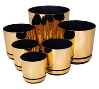 KORAD Pot de Fleurs DEKOR 011-Or Brillant - Élégant, Léger, Plastique Recy vec Soucoupe Intégrée, 26cm - KERD