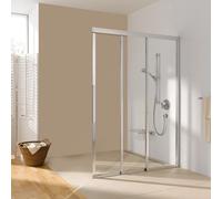 Cabine de douche d'angle Coral porte coulissante en trois parties - half myDay Comfort ESFBF3S droite 140 1385-1405x2000mm, VJ05814020AP1, Cabines de douche: Cadre : Argent mat, Verre : ESG GlasPlus