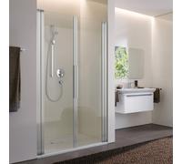 Porte battante en corail en deux parties pour installation dans une niche myDay NP2W 75 715-755x2000mm, VB01207520AP1, Cabines de douche: Cadre : Argent mat, Verre : ESG GlasPlus