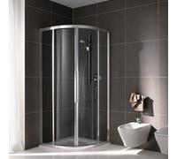 Cabine de douche quart de cercle Koralle avec 2 éléments coulissants et 2 panneaux fixes myDay VSF rayon 500 90/90 875-895x2000mm, VB23309020DA1, Cabines de douche: Cadre : Argent poli, Verre : ESG