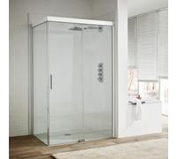 Koralle S600Plus Porte coulissante avec paroi de sÃ©paration cÃŽtÃ© entrÃ©e DSTD2 180 L, paroi de sÃ©paration gauche, 1800mm, Cabines de douche: Profil/panneau : Argent brillant / Bianco, Verre : ESG GlasPlus - V1197S7920TP1