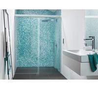 Koralle S600Plus Porte coulissante dans niche DSN2 140 R, élément fixe à droite, 1400mm, V116914020RP1, Cabines de douche: Profil/panneau : Argent poli brillant / Fumo, Verre : ESG GlasPlus