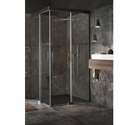Koralle S600Plus Porte coulissante de douche d'angle EDS2 80 L, pied gauche, 800mm, V110808020RP1, Cabines de douche: Profil/panneau : Argent poli brillant / Fumo, Verre : ESG GlasPlus