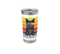 Korat Cat 4th Of July Merica American Mericat Cats Lovers Gobelet isotherme en acier inoxydable double paroi