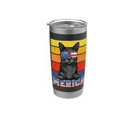 Korat Cat 4th Of July Merica American Mericat Cats Lovers Gobelet isotherme en acier inoxydable double paroi