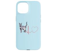 Korat Cat Heartbeat ECG Pulse Funny Love Korat Cats Coque pour iPhone 15