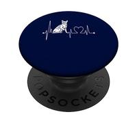 Korat Cat Heartbeat ECG Pulse Funny Love Korat Cats PopSockets PopGrip Adhésif