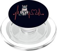 Korat Cat Heartbeat ECG Pulse Funny Love Korat Cats PopSockets PopGrip pour MagSafe