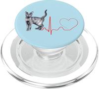 Korat Cat Heartbeat ECG Pulse Funny Love Korat Cats PopSockets PopGrip pour MagSafe