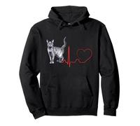 Korat Cat Heartbeat ECG Pulse Funny Love Korat Cats Sweat à Capuche