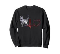 Korat Cat Heartbeat ECG Pulse Funny Love Korat Cats Sweatshirt
