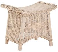 Korb-Outlet Repose-pieds avec étagère incurvée, tabouret stable en rotin véritable, blanc vintage