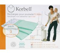 Korbell Recharges Pour La Poubelle À Couches Korbell Standard 15l - Pack De 3