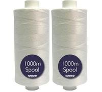 Korbond 1000 m de polyester blanc, solide et résistant pour la couture à la main, les machines, l'artisanat, le matelassage et les travaux de réparation (Lot de 2)