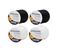 KORBOND Ensemble de Fil à Coudre Polyester - Total 640m - Bobines de 160m - x 2 Noir et x 2 Blanc, pour Couture à la Main et à la Machine