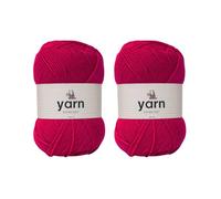Korbond Lot de 2 pelotes de laine acrylique de 100 g - Légères, hypoallergéniques et durables - Pour crochet et tricot - Rose vif