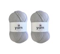 Korbond Lot de 2 pelotes de laine acrylique de 100 g - Légères, hypoallergéniques et durables - Pour crochet et tricot - Gris clair