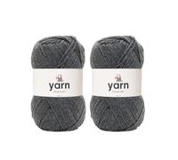 Korbond Lot de 2 pelotes de laine acrylique de 100 g - Légères, hypoallergéniques et durables - Pour crochet et tricot - Gris